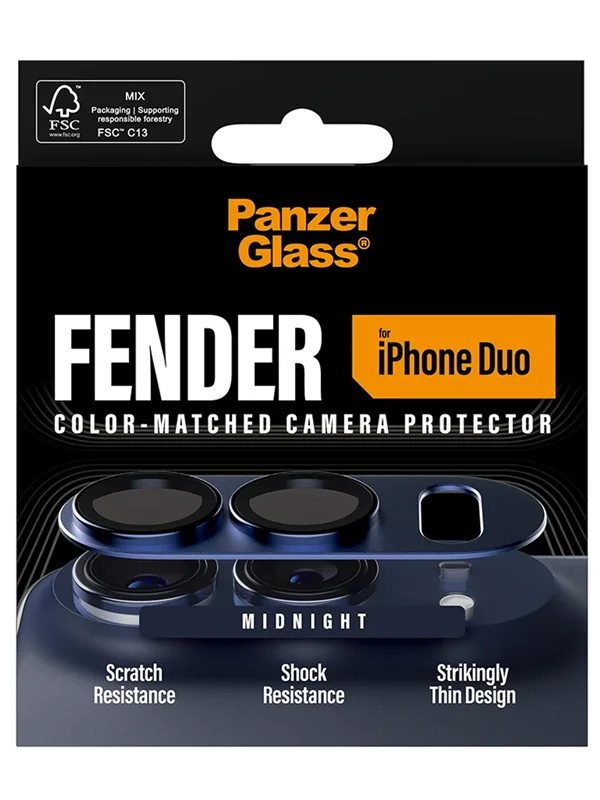 Panzerglass iPhone Duo Fender kameros stikliukas, midnight, 4 nuotrauka